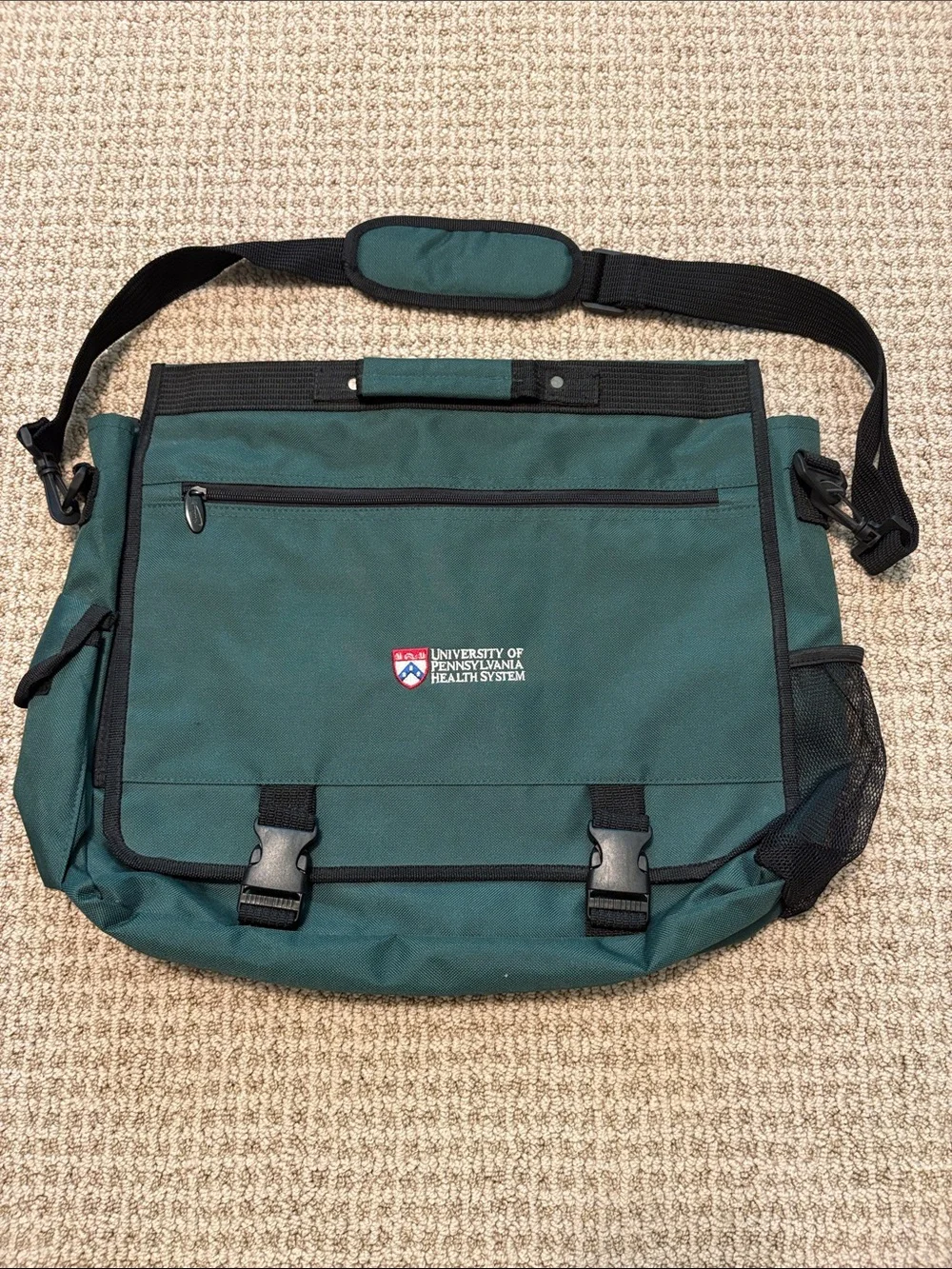 Green Messenger Bag by 4Imprint, U Penn logo